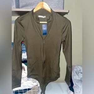 Abercrombie olive green long sleeve bodysuit.